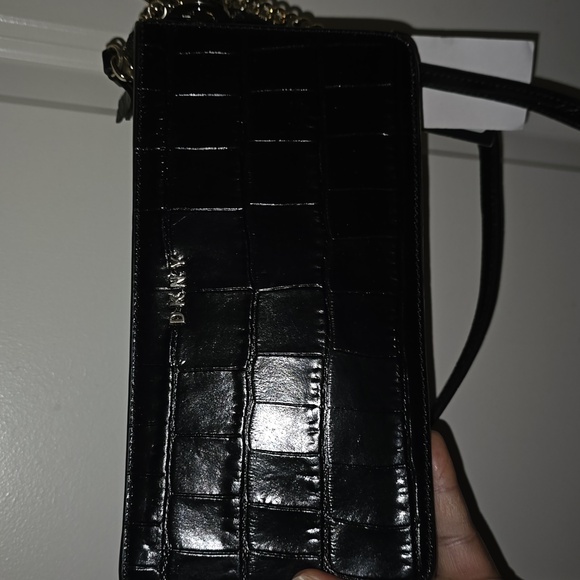 💐DKNY NWT 100%  Black croc- leather cross body bag💐 - Picture 3 of 10